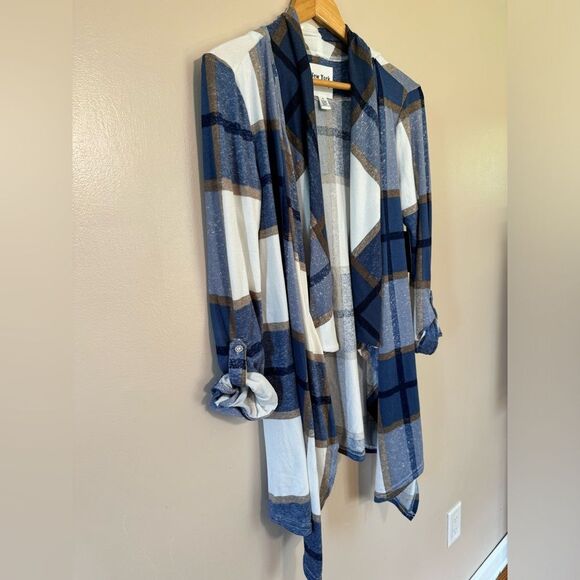 SALE! Blue New York Laundry Plaid Open Front Top Size M NWT - Picture 4 of 7